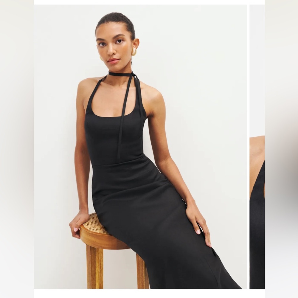 Reformation - Elegant Black Halter Dress